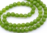 Jade beads, round, khaki, 6.5mm