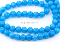 Jade beads, round, blue, 6.5mm