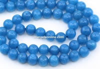Jade beads, round, navy blue, 6.5mm
