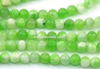 Gradient green Jade beads, round, 6.5mm