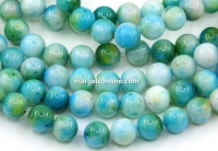 Blue-green Jade beads, round, 8mm