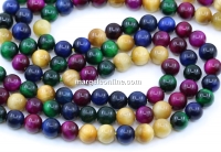 Margele Ochi de tigru multicolor, rotund, 6.5mm