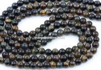 Margele ochi de tigru maro-albastru, rotund, 4mm