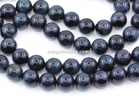 Blue Tiger Eye Beads, round, 10mm