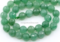 Green Aventurine Beads, Round Faceted, 8mm