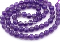 Amethyst Beads, Round, 6mm