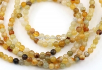 Agate beads, round, 4mm