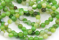 Agate lace beads, round, green, 6.5mm