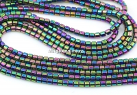 Margele Hematit, tub, rainbow, 2.3x2.2mm