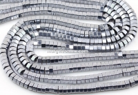 Margele Hematit, rondela hexagon, argintiu, 4mm