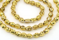 Margele Hematit, craniu, auriu, 6mm