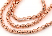 Margele Hematit, craniu, rose gold, 6mm