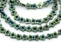Margele Hematit, floare, verde, 6mm