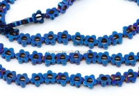 Hematite beads, flower, cobalt, 6mm