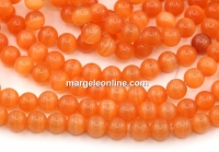Cat's eye beads, orange, 6mm