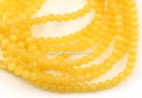 Cat's eye beads, yellow, 4mm