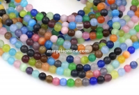 Cat's eye beads, multicolor, 4mm