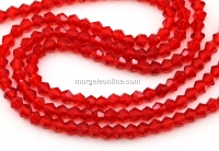 Sirag margele cristal, biconic fatetat, rosu, 4mm