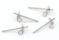 Tortite earrings, rod, 925 silver rhodium plated, 4mm pin cup - x1