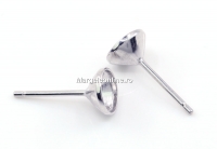 Tortite cercei argint 925 rodiat, chaton de 6mm - x1per