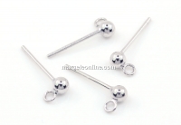 5mm ball 925 silver rhodium plated - x1per