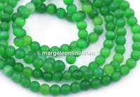 Cat's eye beads, green, 6mm
