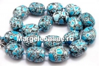 Colier cu incuietoare din margele magnezit, tubular, 22x17mm