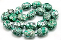 Colier cu incuietoare din margele magnezit, tubular, 22x17mm