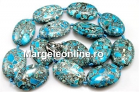 Colier cu incuietoare din margele magnezit, oval plat, 30x20mm