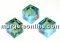 Swarovski, cube bead, erinite shimmer, 8mm - x1