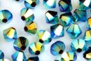 Swarovski, margele bicone, jet AB2x, 6mm - x10