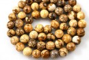 Margele jasp picture, rotund, 6.5mm