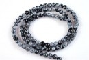 Margele obsidian snowflake, rotund, 4.5mm