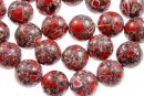 Margele magnezit, rotund, rosu multicolor, 14mm