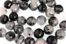 Margele cuart natural turmalinat, rotund fatetat, 14mm