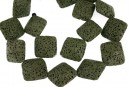 Margele lava naturala, verde kaki, romb, 23.5x23.5mm - x18