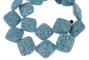 Margele lava naturala, bleu, romb, 23.5x23.5mm - x18