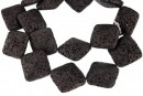 Margele lava naturala, negru, romb, 23.5x23.5mm - x18