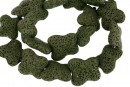 Margele lava naturala, verde kaki, fluture, 23x22mm - x20