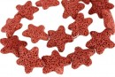 Margele lava naturala, caramiziu, stea de mare, 25x24mm - x18