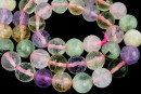 Mix cuart roz, ametist, citrin si prehnite, rotund microfatetat, 10mm