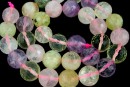 Mix cuart roz, ametist, citrin si prehnite, rotund microfatetat, 12mm