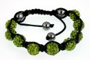 Bratara cu 9 margele shamballa olivine - x1