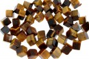 Margele ochi de tigru, cub neregulat, 8x6mm