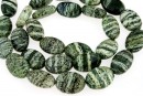 Margele serpentinit argintiu, oval plat, 14.5x10mm