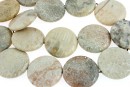 Margele coral fosil, disc plat, 25mm