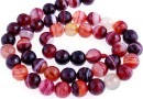 Margele agate dantelate grena, rotund fatetat, 8mm