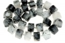 Margele cuart turmalinat, triunghi fatetat, 15.5mm