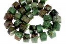 Green jasper, faceted triangle, 15.5mm