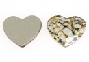 Swarovski, cabochon inima, gold patina, 14mm - x1